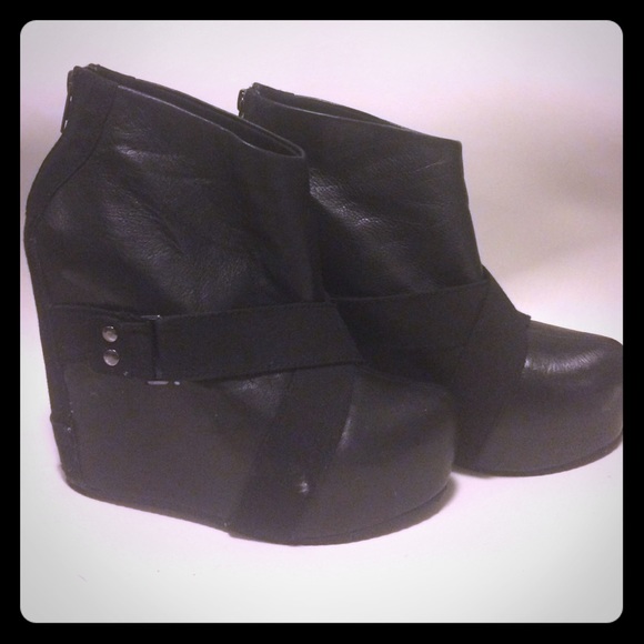 Black Wedge Booties