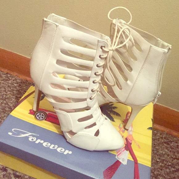 White Caged Heels