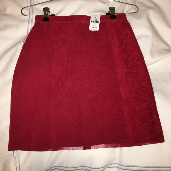 LF Red suede mini skirt