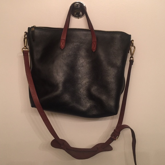 Madewell zip transport leather tote