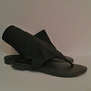 Dollhouse black stretch ankle sandals