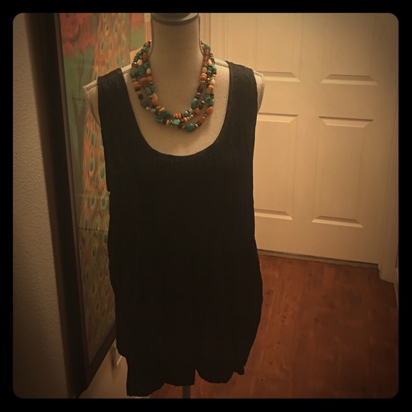 Calypso St. Barth 💯% Silk Crepe Hi Lo Black Tank