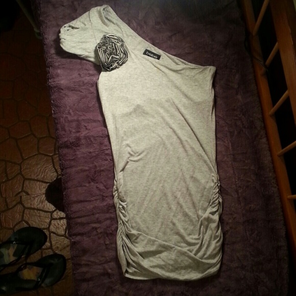 Bebe xs off the shoulder grey t-shirt.