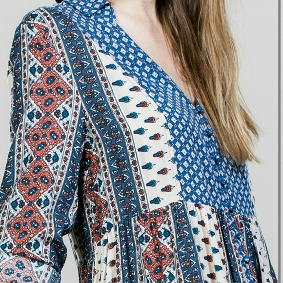 Contrast Boho Dress - Picture 3 of 4