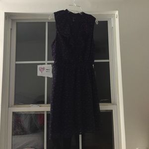 Navy Blue Dress w/ Red Hearts Small