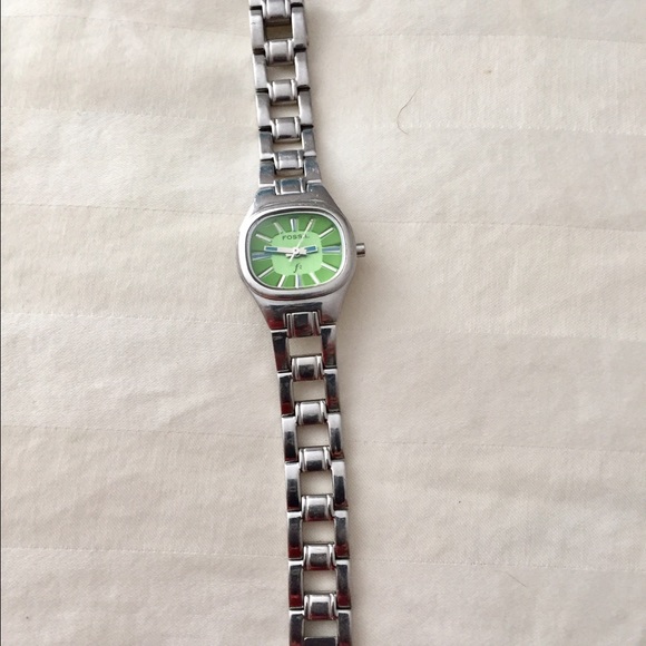 Fossil watch, green face.
