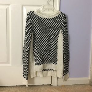 Black and White Checkered White Paneled Sweater