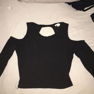 long sleeve cutout backless croptop