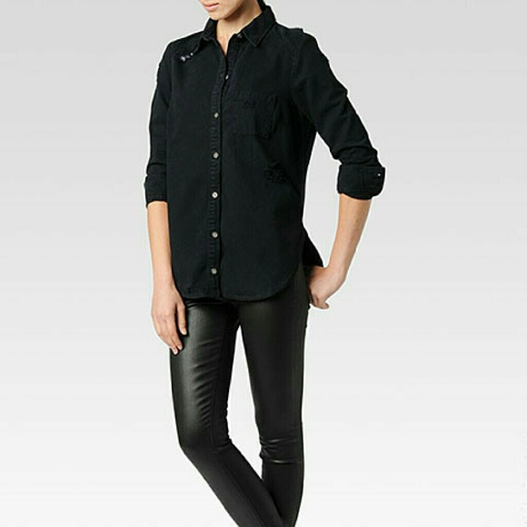Paige Tops - Paige Eden Destructed Button Down Shirt
