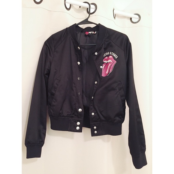 Silky bomber jacket with Rolling Stone Sign