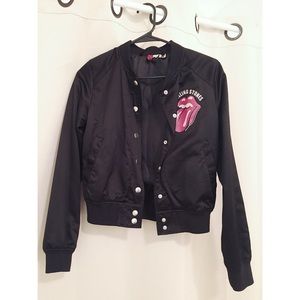 Silky bomber jacket with Rolling Stone Sign