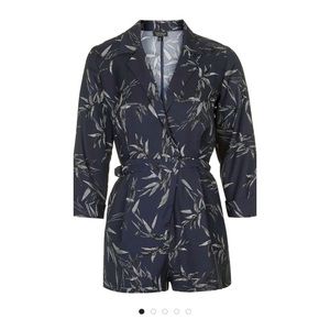 TOPSHOP Bamboo Alexa Three-Quarter Sleeve Playsuit