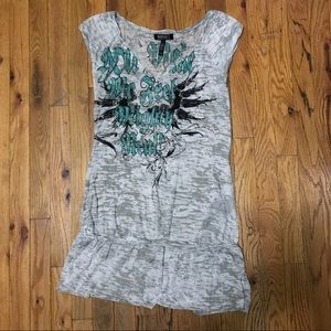 NWOT Buffalo Burnwash Graphic Mini Dress/Long Top