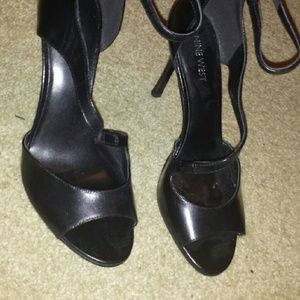 Black open toe heels