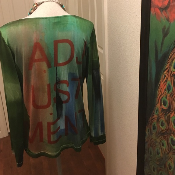 Carole Waller One of a Kind Painted Silk Shirt. - Picture 2 of 3