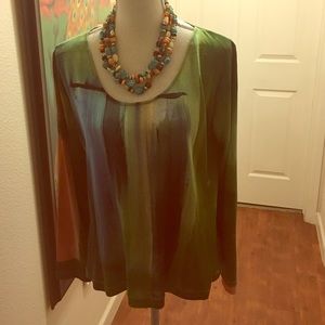 Carole Waller One of a Kind Painted Silk Shirt.
