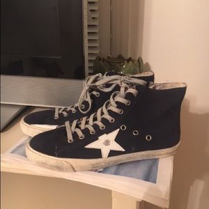 Golden Goose Francey Suede Navy Sneakers