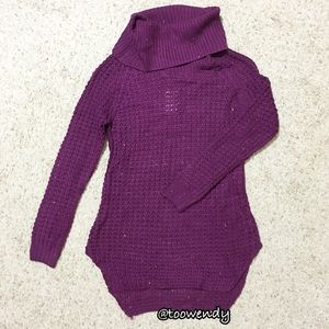 Rue21 Purple Waffle Turtleneck Tunic Sweater
