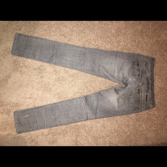 Gray jean with silver studs on back pockets. - Picture 2 of 4