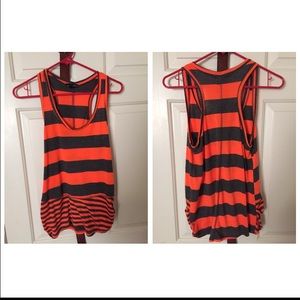 Grey & Orange striped tank top