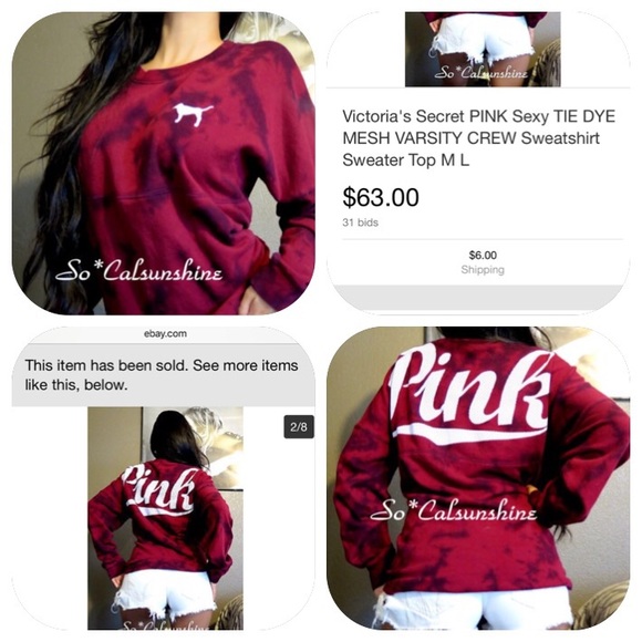 *RARE* VS PINK | Tye dye varsity crew | LARGE