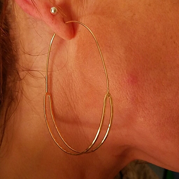 Natasha Lead-Free gold toned oval hoops