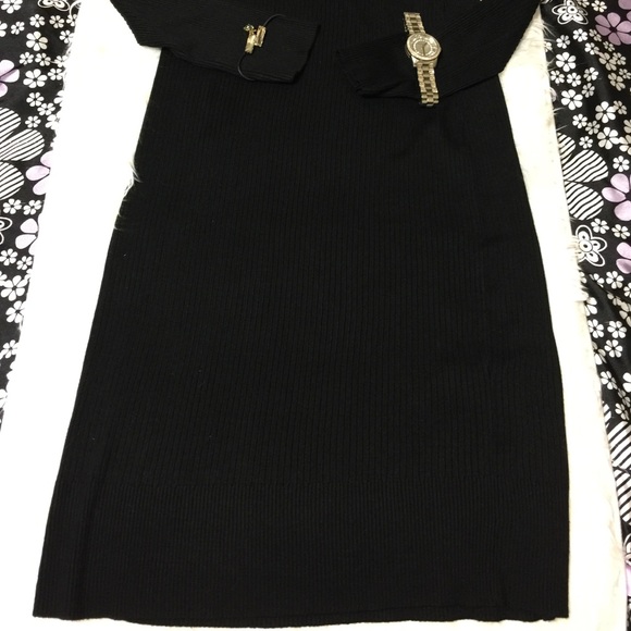 Sexy Black Cold Shoulder Sweater Dress [DR-29] - Picture 3 of 5