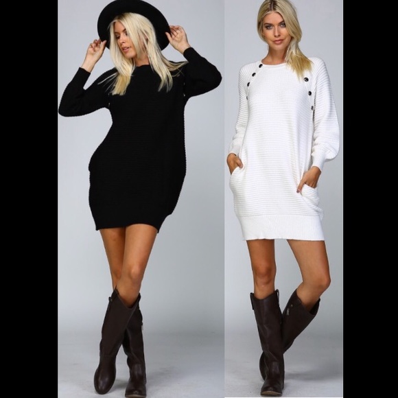 💔LAST ONE💔Ribbed Sweater Dress ♠️BLACK ONLY♠️ - Picture 4 of 4