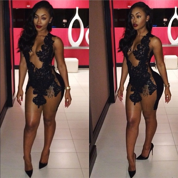 Custom Made Black Mesh Dress.