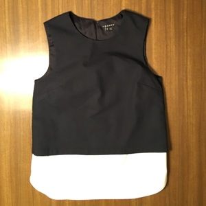 SALE NWOT Theory Two-tone Navy-White Cotton Shell
