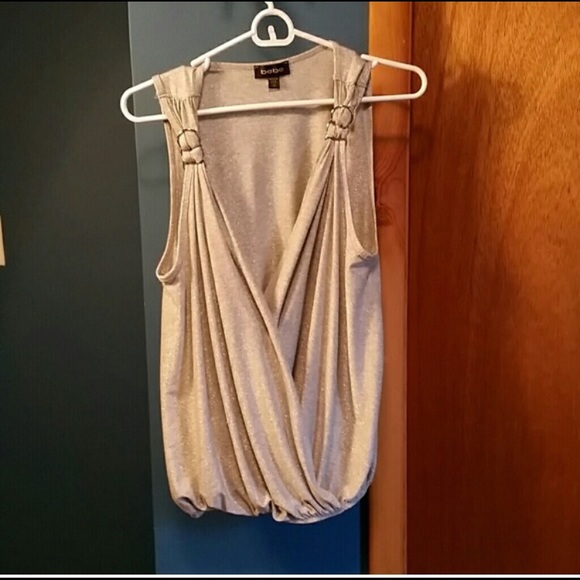 Bebe silver sparkle sleeveless blouse