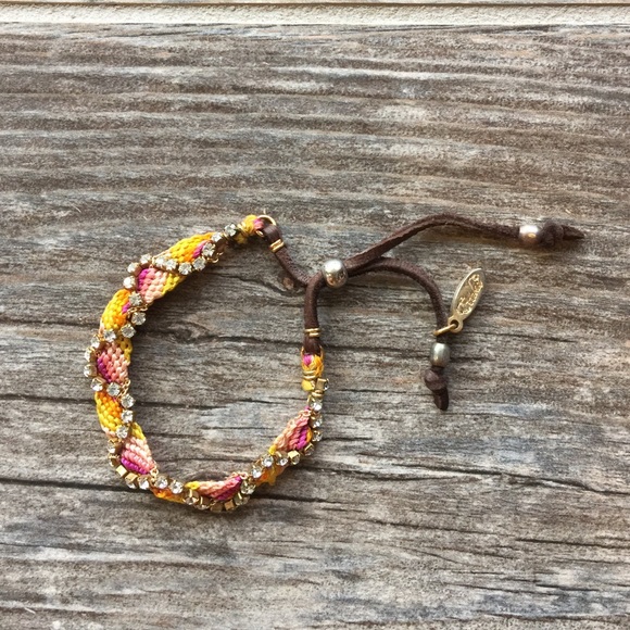 Rhinestone and Weaved Adjustable Bracelet