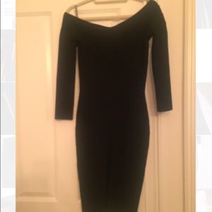 Black Herve Leger off shoulder bandage dress S.
