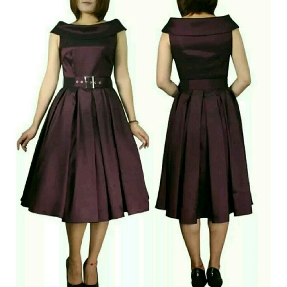 Chicstar Plum Colored Vintage Style Tea Dress sz 8