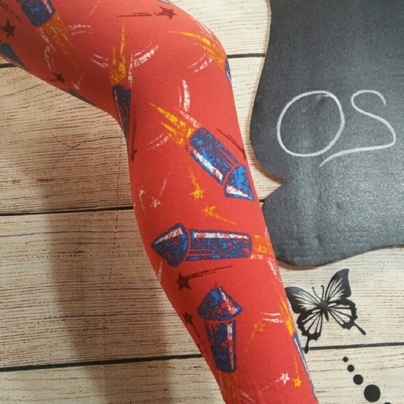BNWT lularoe OS Americana firework leggings - Picture 2 of 3