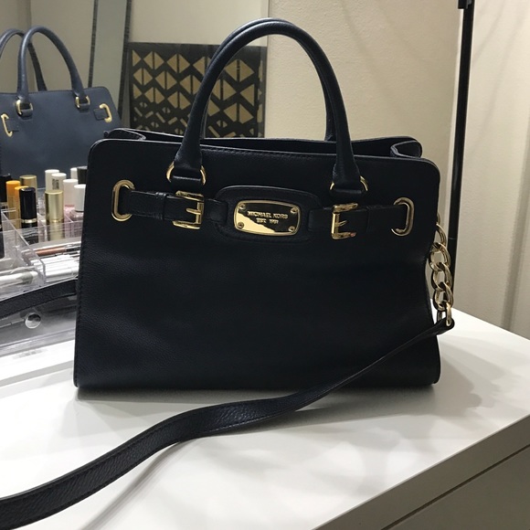Navy Michael Kors Hamilton Satchel