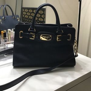 Navy Michael Kors Hamilton Satchel