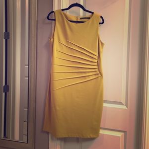 Yellow Sheath dress with side rouching