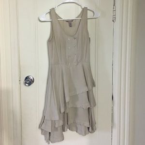 Drapey Ruffle Taupe Sleeveless Dress