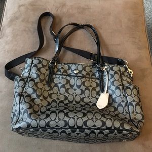 Leather Signature Coach large Tote/diaper bag