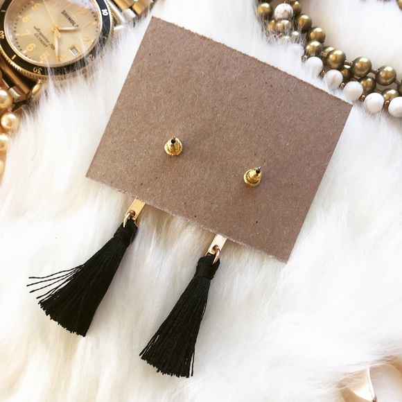 2-in-1 Pearl Earrings with Drop Tassel - Picture 2 of 3