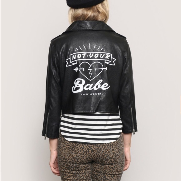 Vegan leather "NOT YOUR BABE" jacket