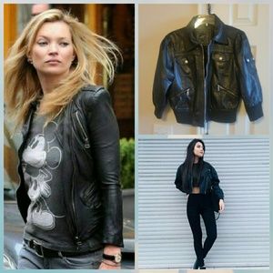 Faux leather bomber jacket