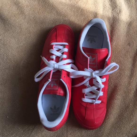 Red, white, Adidas Shoe