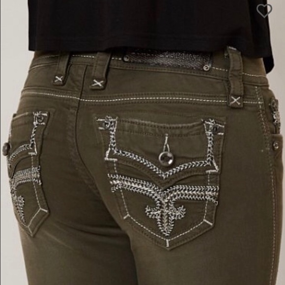 Rock revival army green pants