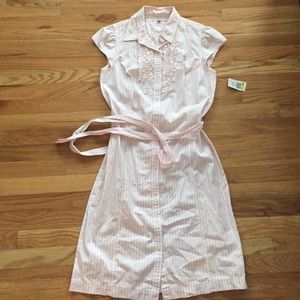 Pink and white pin stripe dress. With belt!