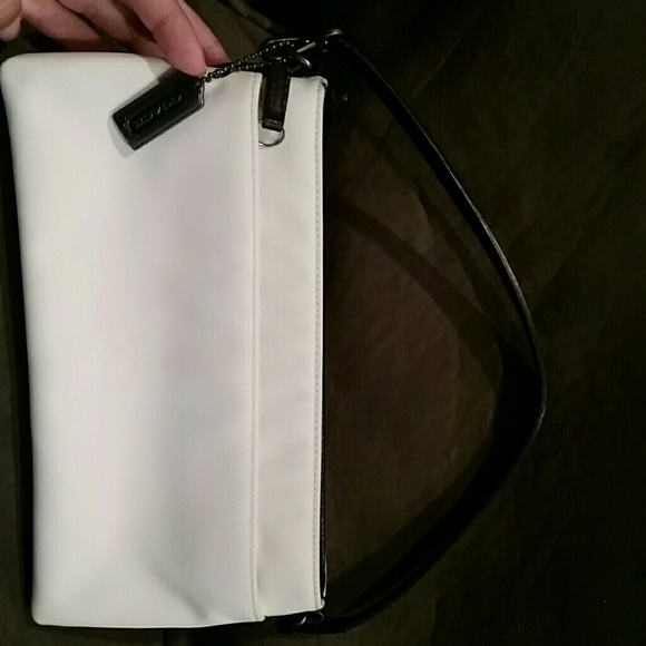 Coach Handbags - White Coach Leather Trim Purse