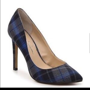 Jessica Simpson blue plaid pumps