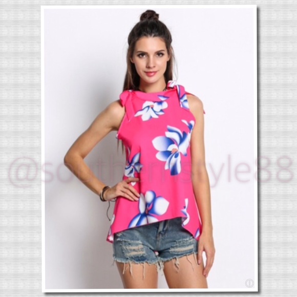 Rose Red Floral Print Blouse BNWT XL - Picture 2 of 4