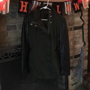 H&M green jacket with leather sleeves!